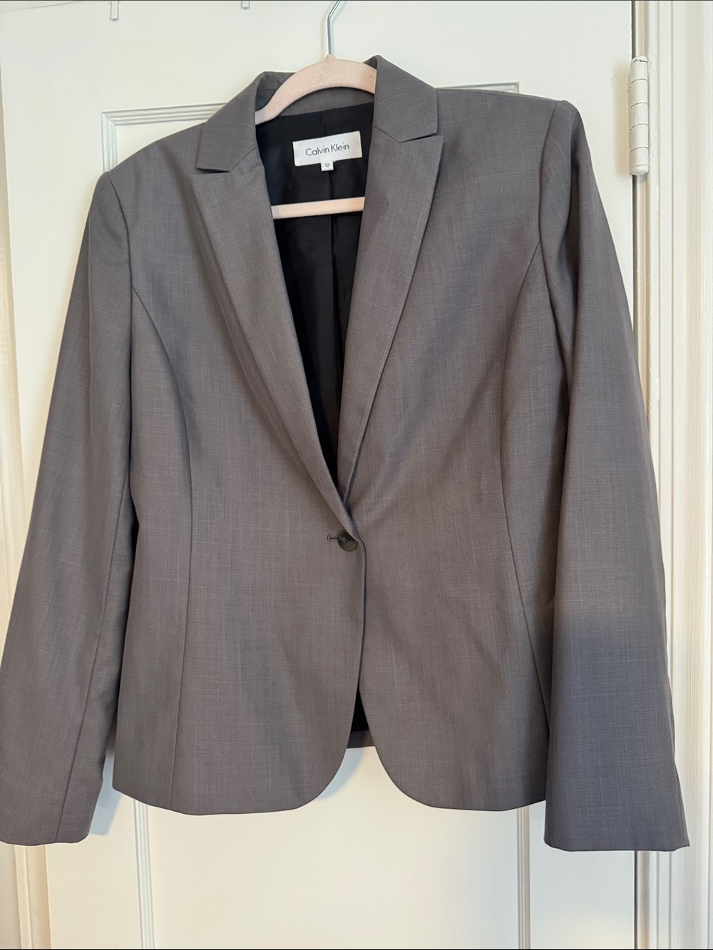 Calvin Klein Women's Gray Single-Button Blazer